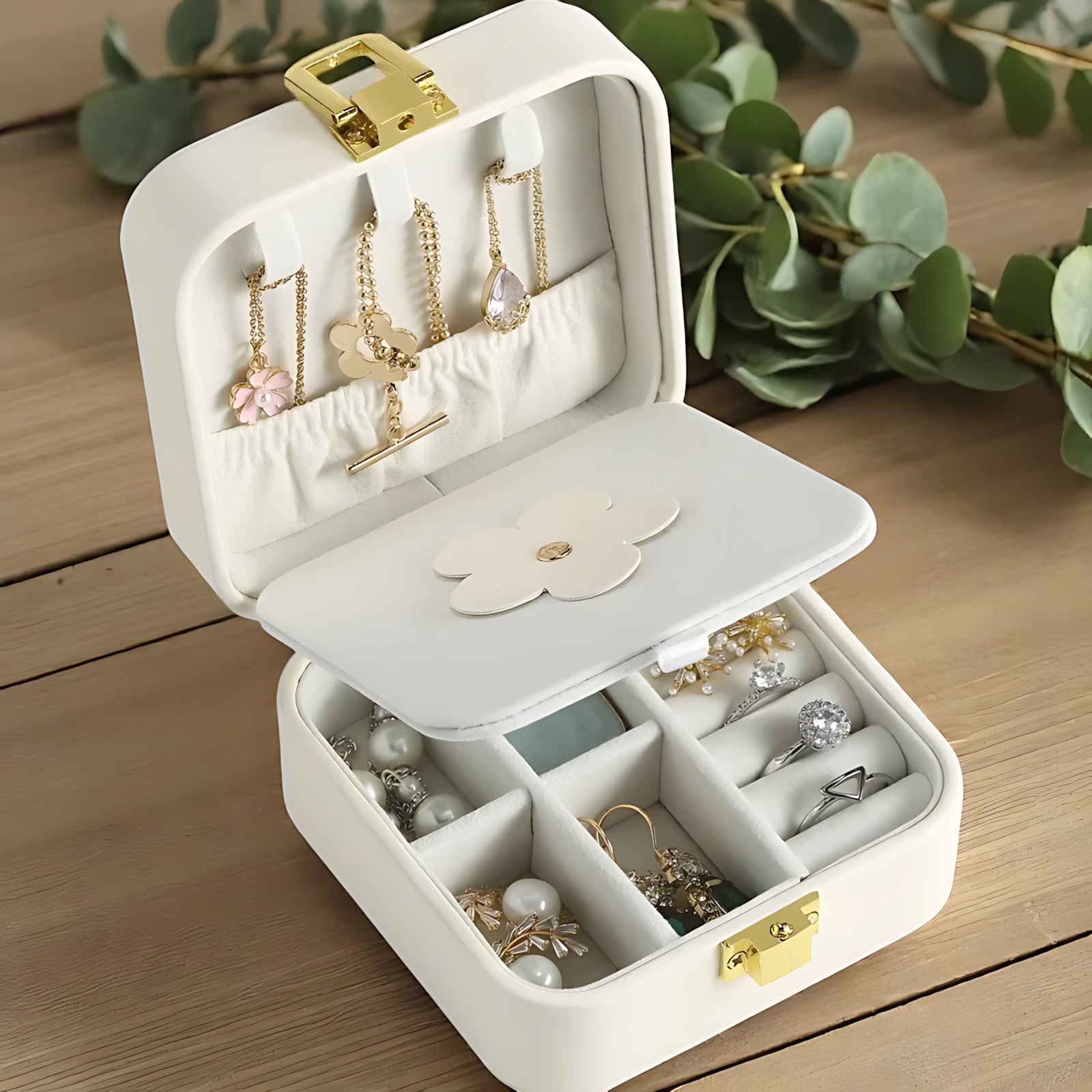 Petite Boîte à bijoux de Voyage Fleur - leportebijoux.fr