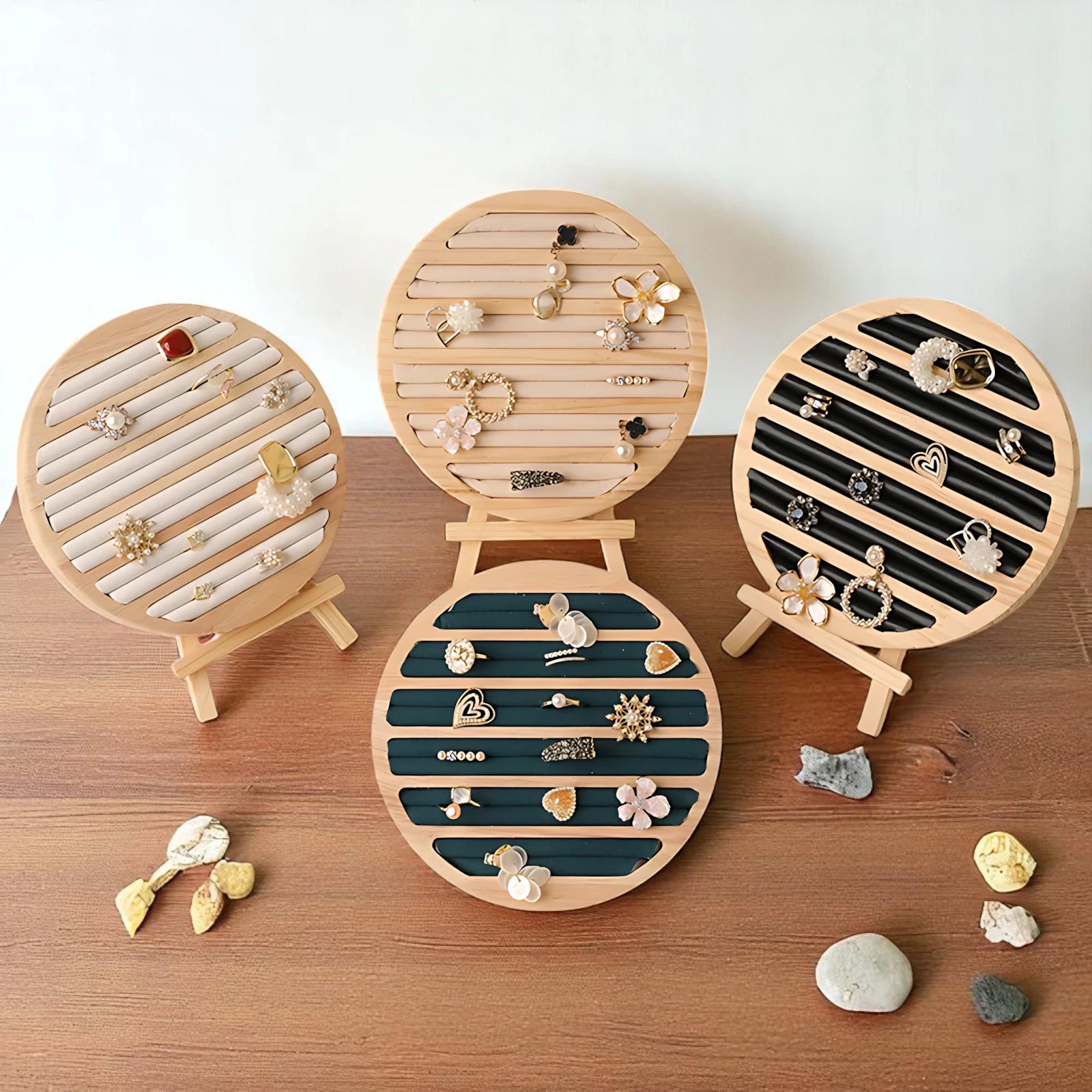 Présentoir Bagues Rond en Bois - leportebijoux.fr