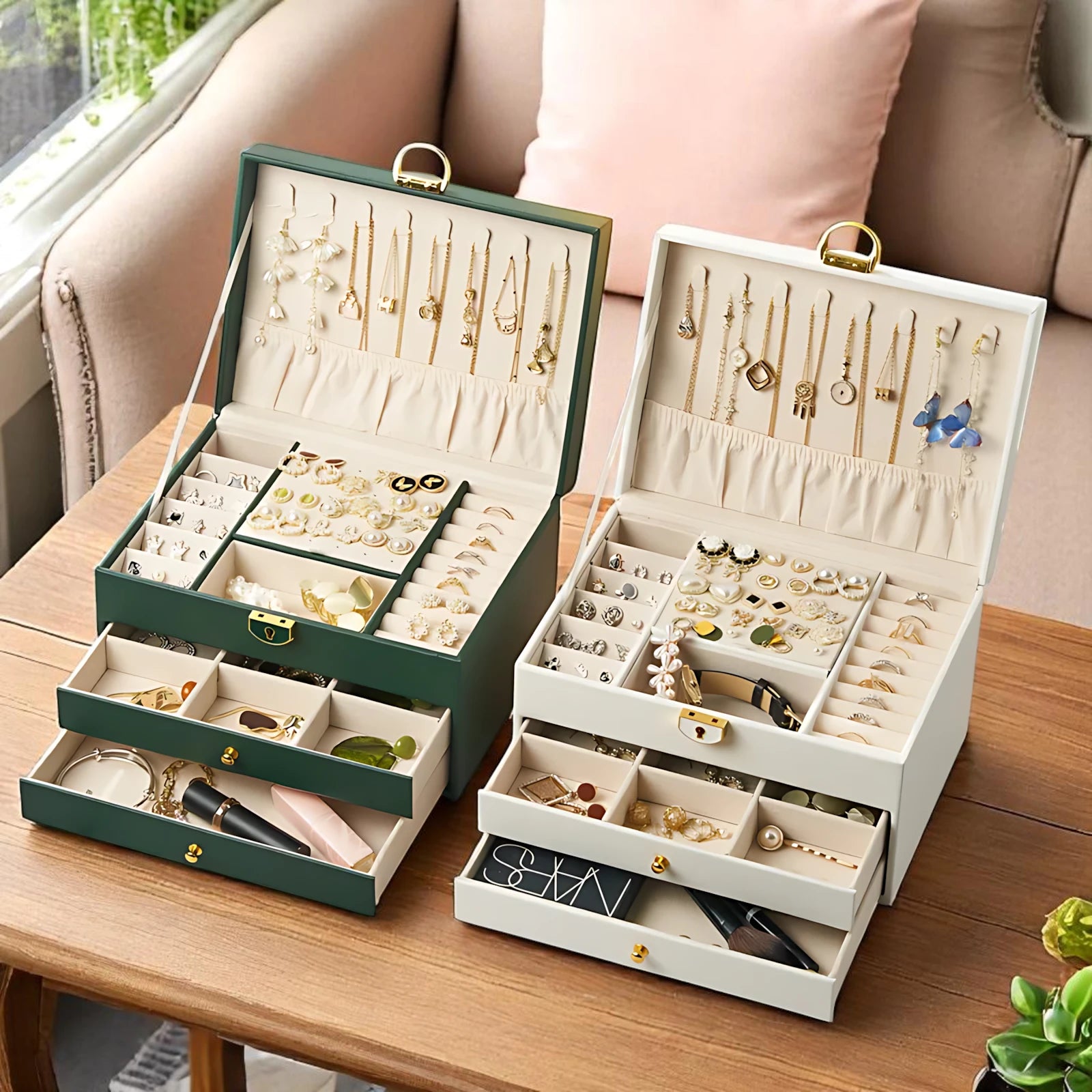 Boîte à Bijoux pour Femme en Cuir
