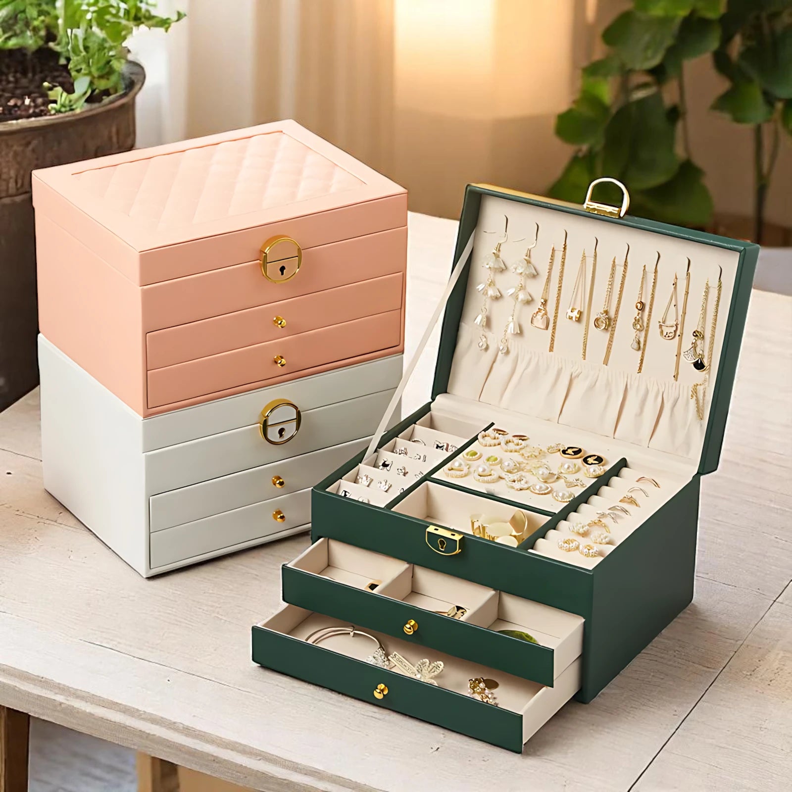 Boîte à Bijoux pour Femme en Cuir