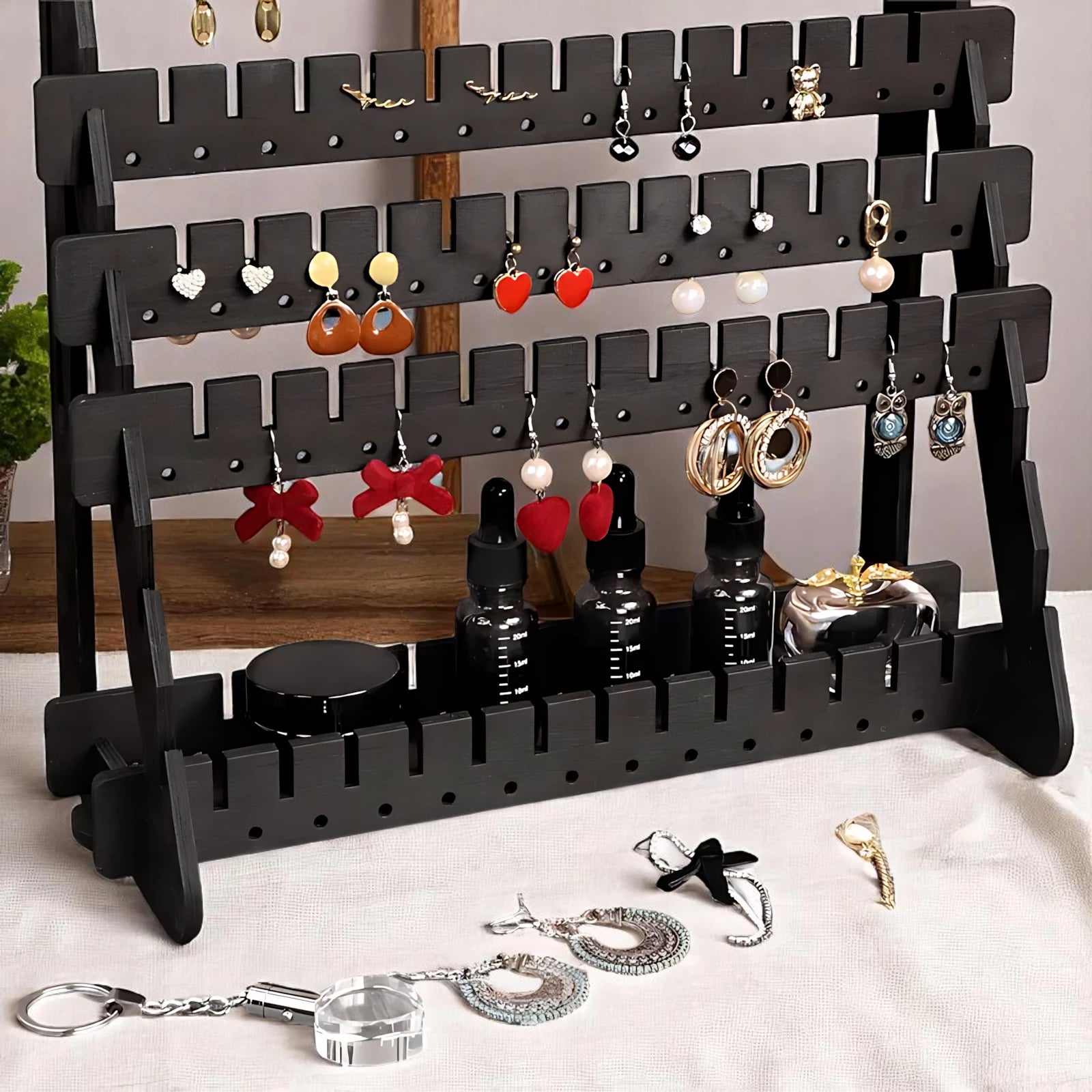 Porte Bijoux Boucles d'Oreilles en Bois - leportebijoux.fr