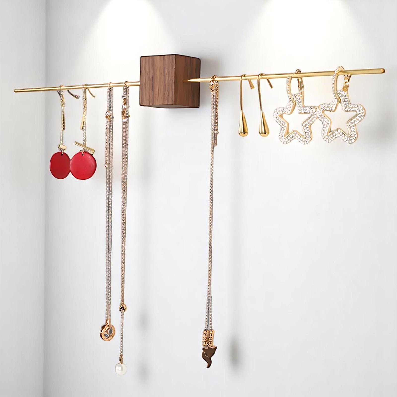 Support Bijoux Mural Cube en Bois