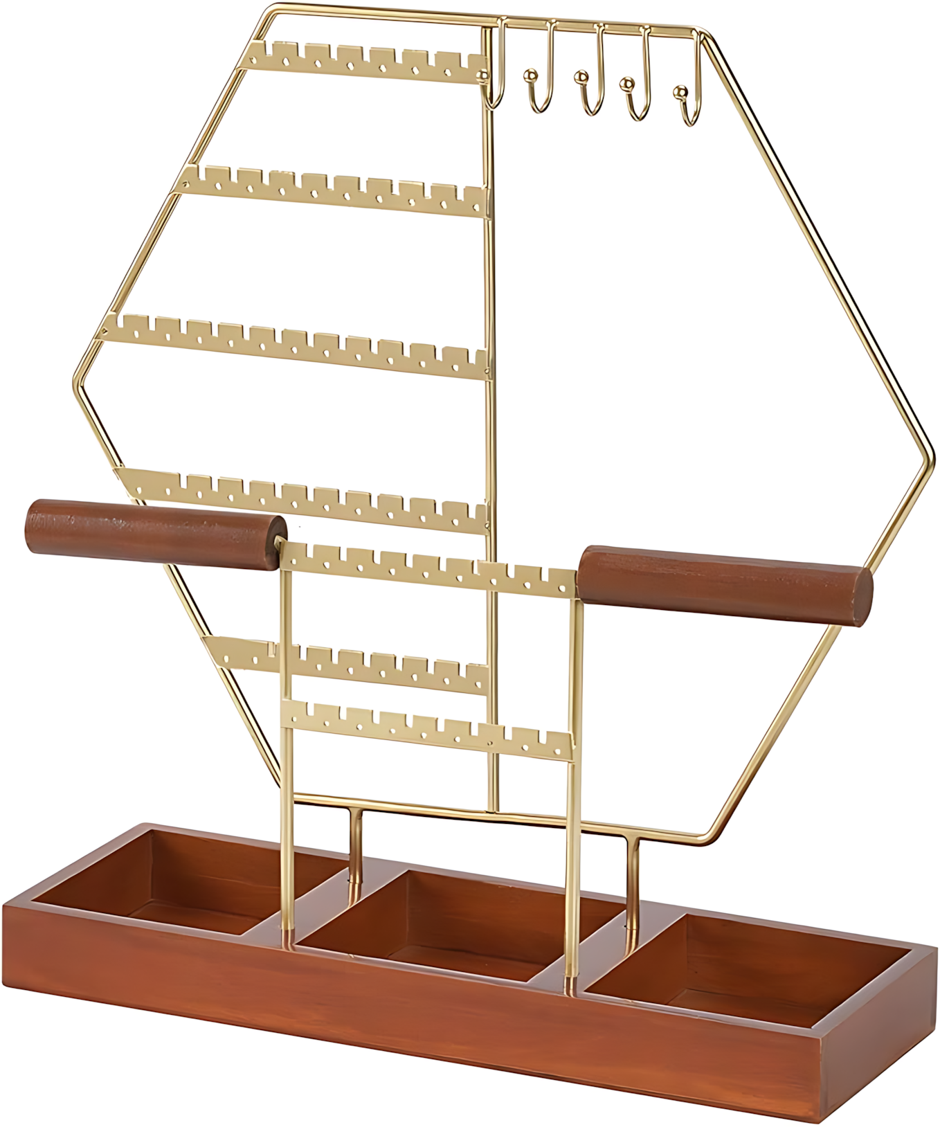 Porte Bijoux Hexagonal – Bois & Métal Chic - leportebijoux.fr