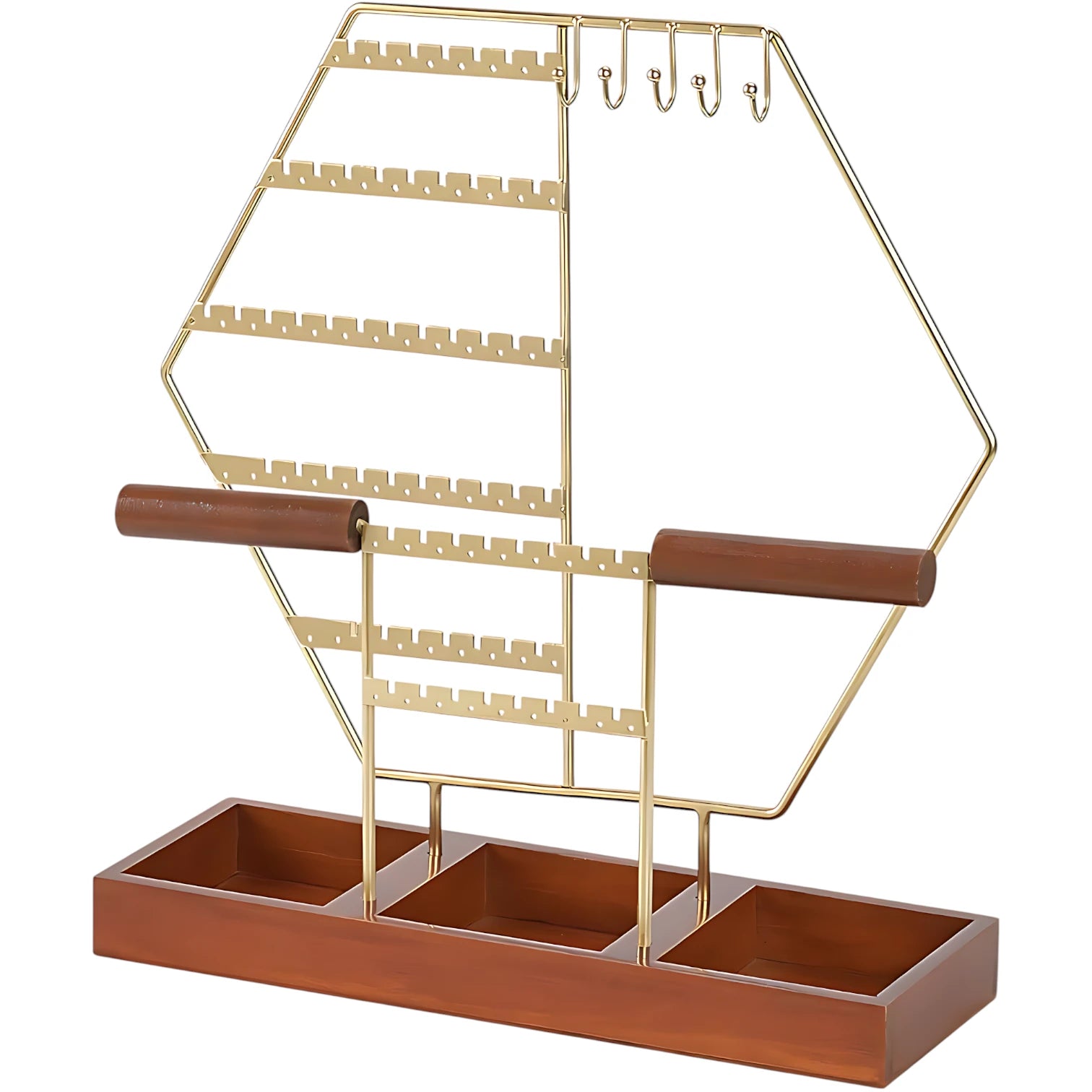 Porte Bijoux Hexagonal – Bois & Métal Chic - leportebijoux.fr