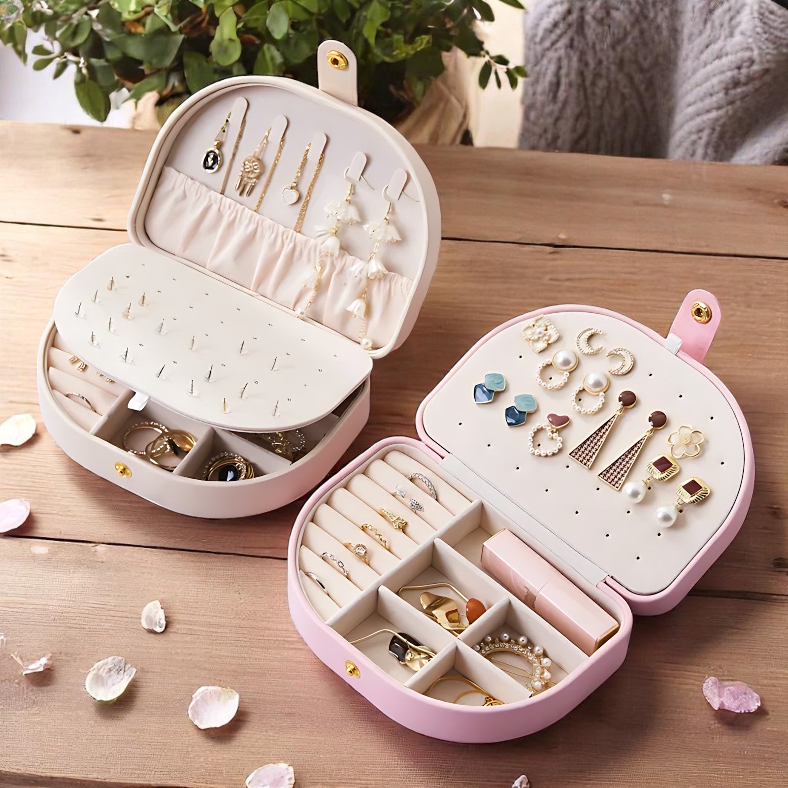 Boîte à Bijoux de Voyage en Cuir
