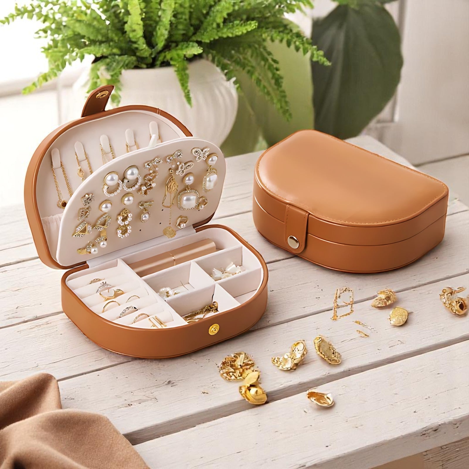 Boîte à Bijoux de Voyage en Cuir