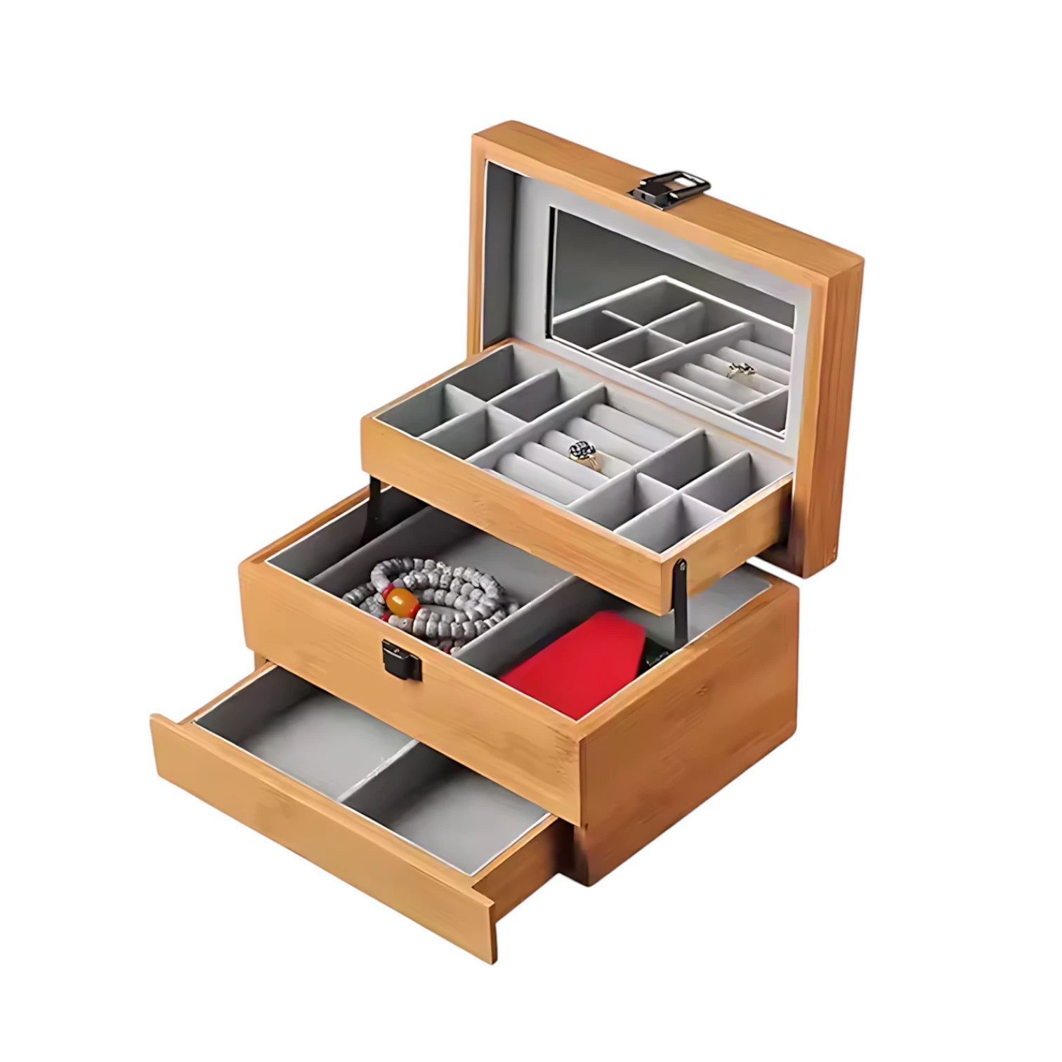 Boîte à Bijoux en Bois avec Tiroirs