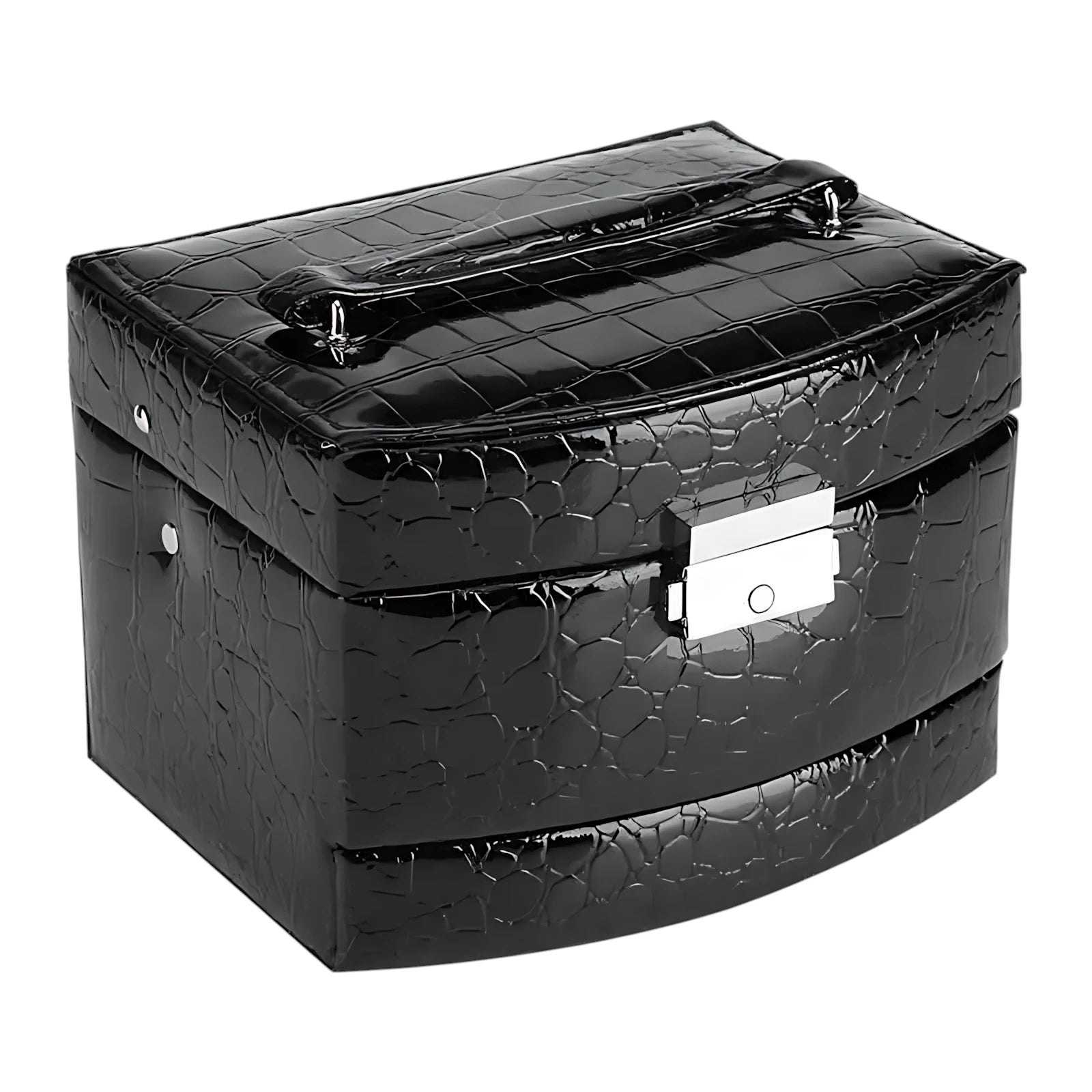 Boîte à Bijoux en Cuir Noir