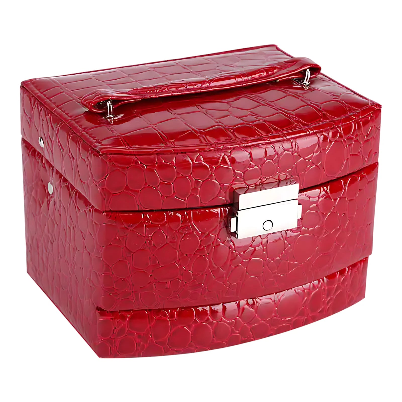 Boîte à Bijoux en Cuir Rouge