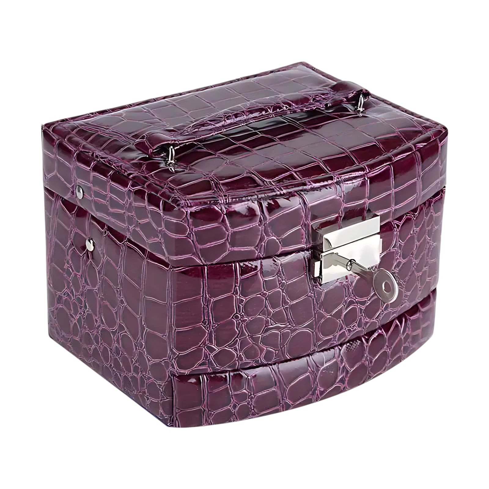 Boîte à Bijoux en Cuir Violet