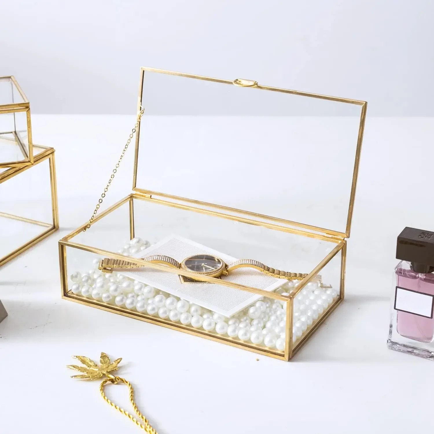 Boîte à Bijoux en Verre doré - leportebijoux.fr