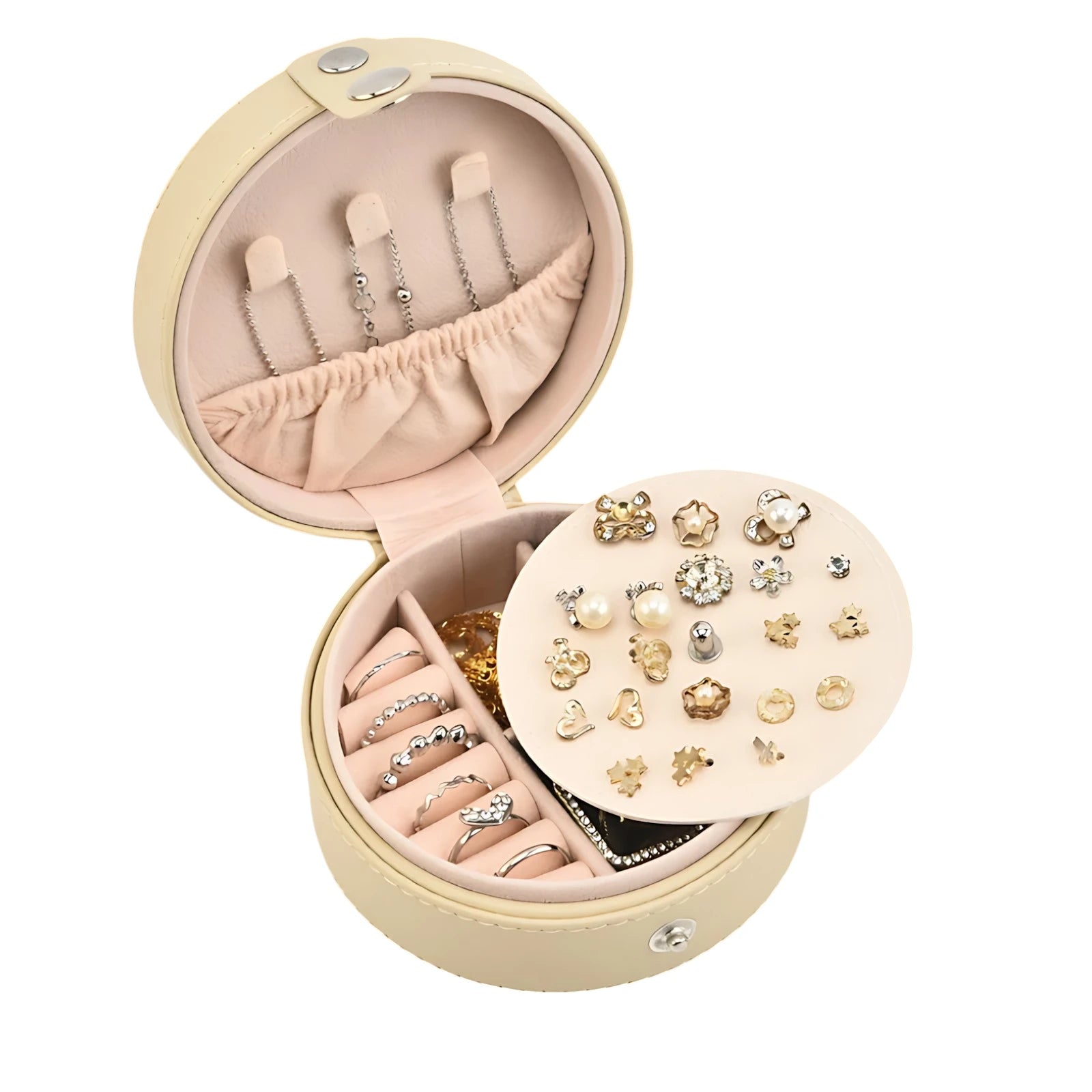 Petite Boîte à Bijoux de Voyage Ronde