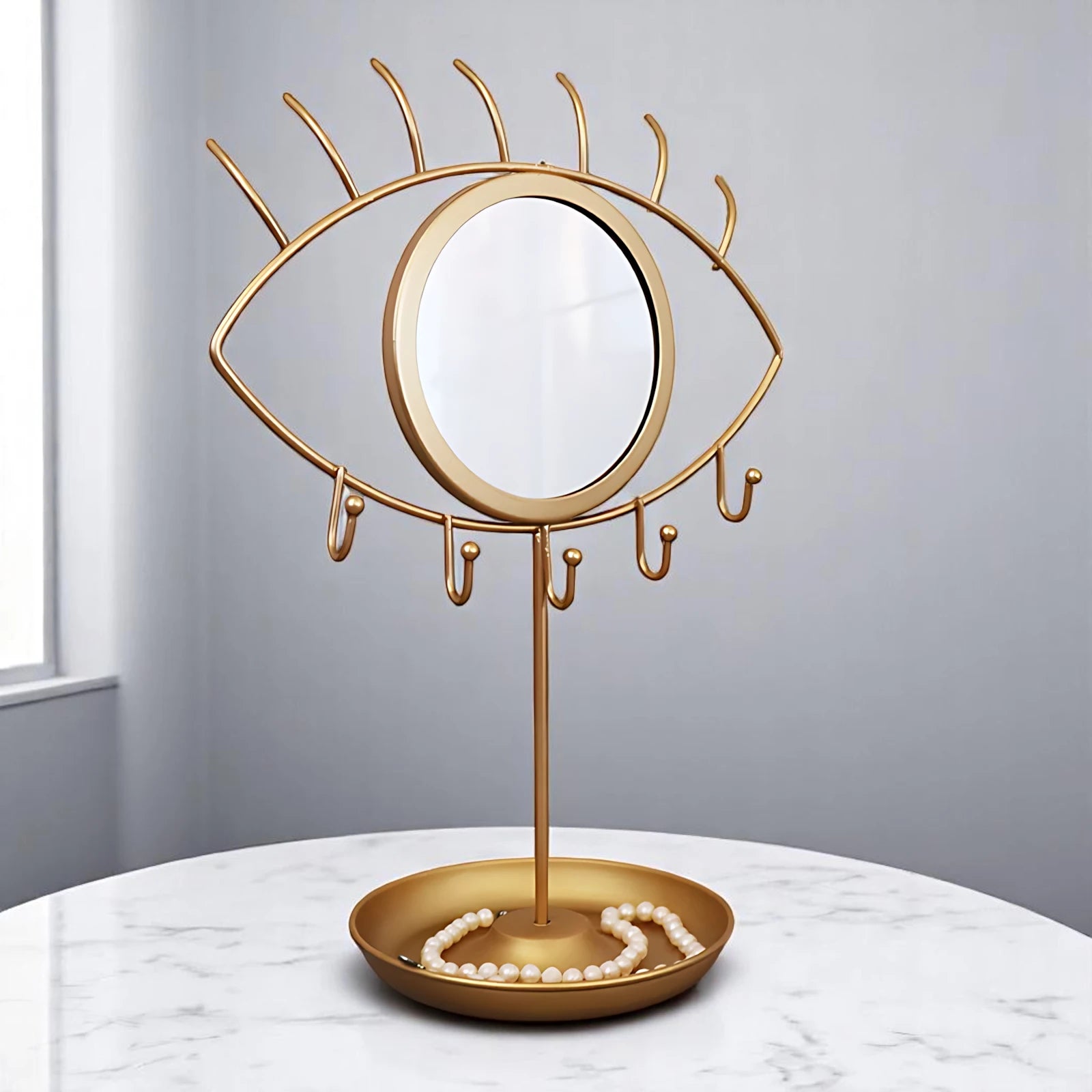 Porte Bijoux avec Miroir Œil Doré - leportebijoux.fr