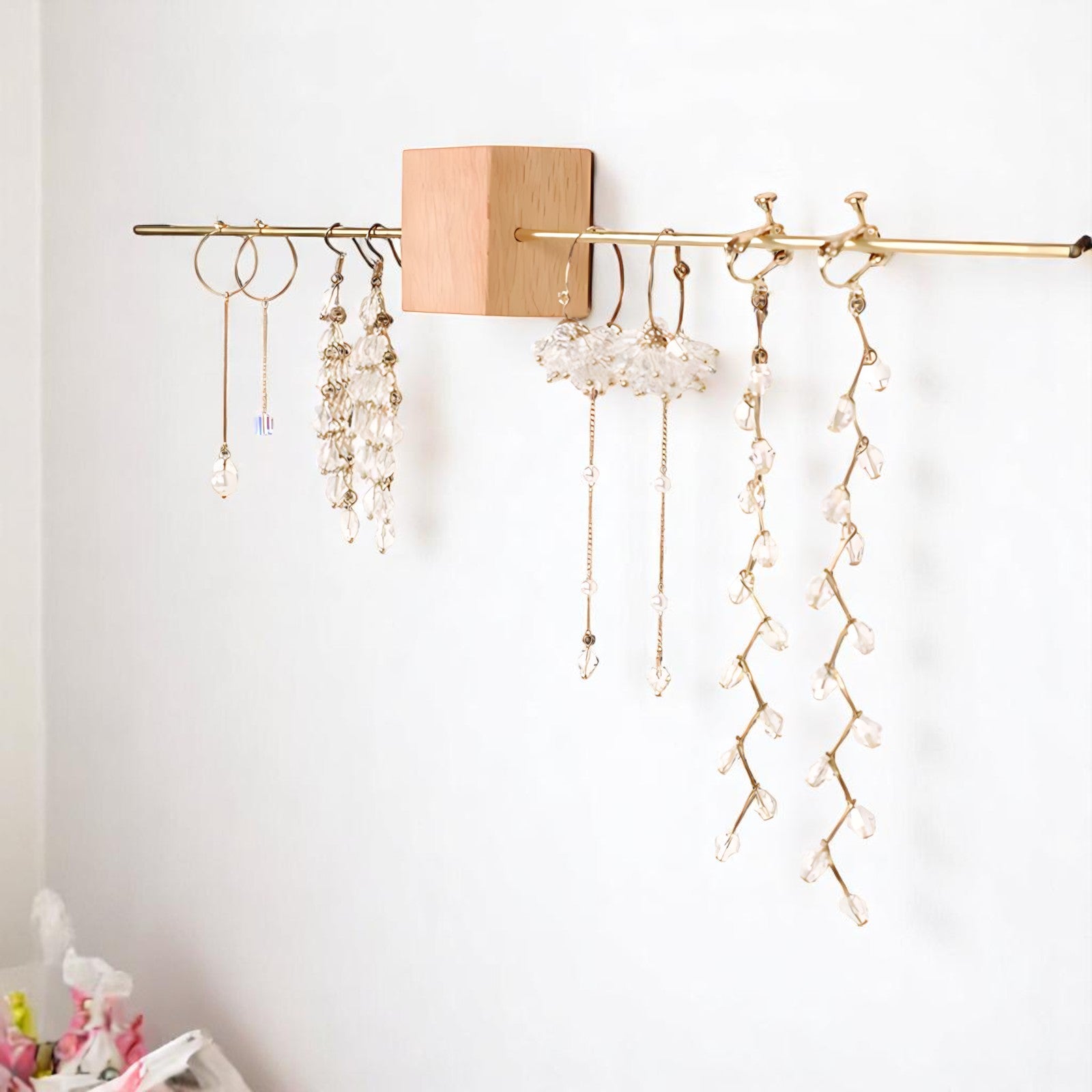 Support Bijoux Mural Cube en Bois