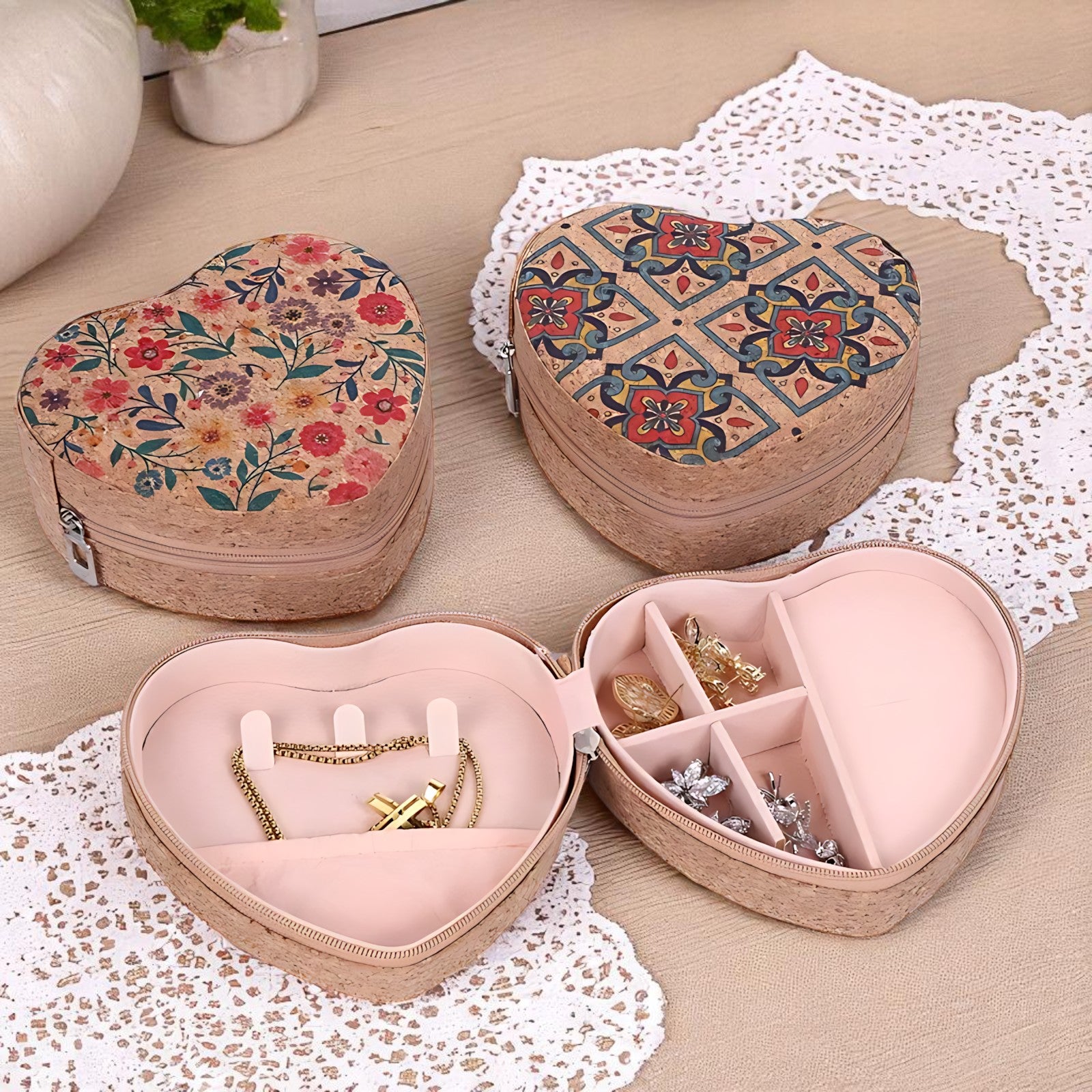 Trousse à Bijoux cœur brodée