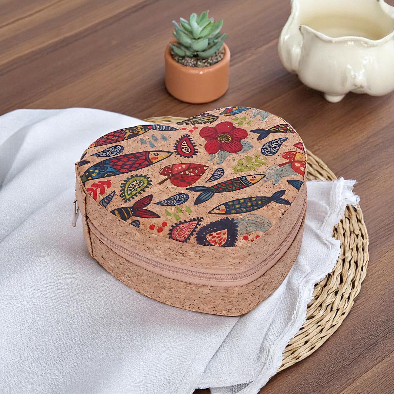 Trousse à Bijoux cœur brodée