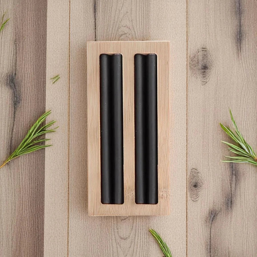 Présentoir à Bagues Cuir et Bois 2 Rangs - leportebijoux.fr
